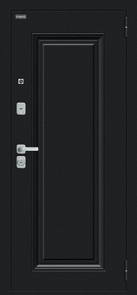 Входная дверь Флэш МФ/BChrome Букле черное/Bianco Melinga BR6197 внешняя сторона