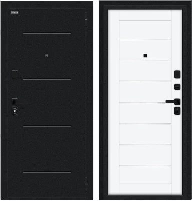 Дверь Браво Техно/SBlack Букле черное/White Silk