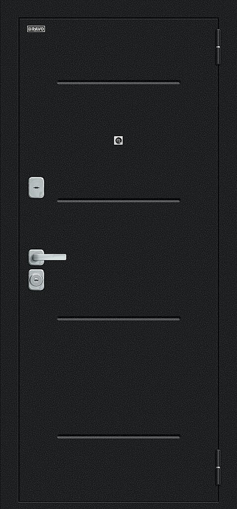 Фото Входная дверь Техно/BChrome Букле черное/Wenge Melinga BR6190 внешняя сторона